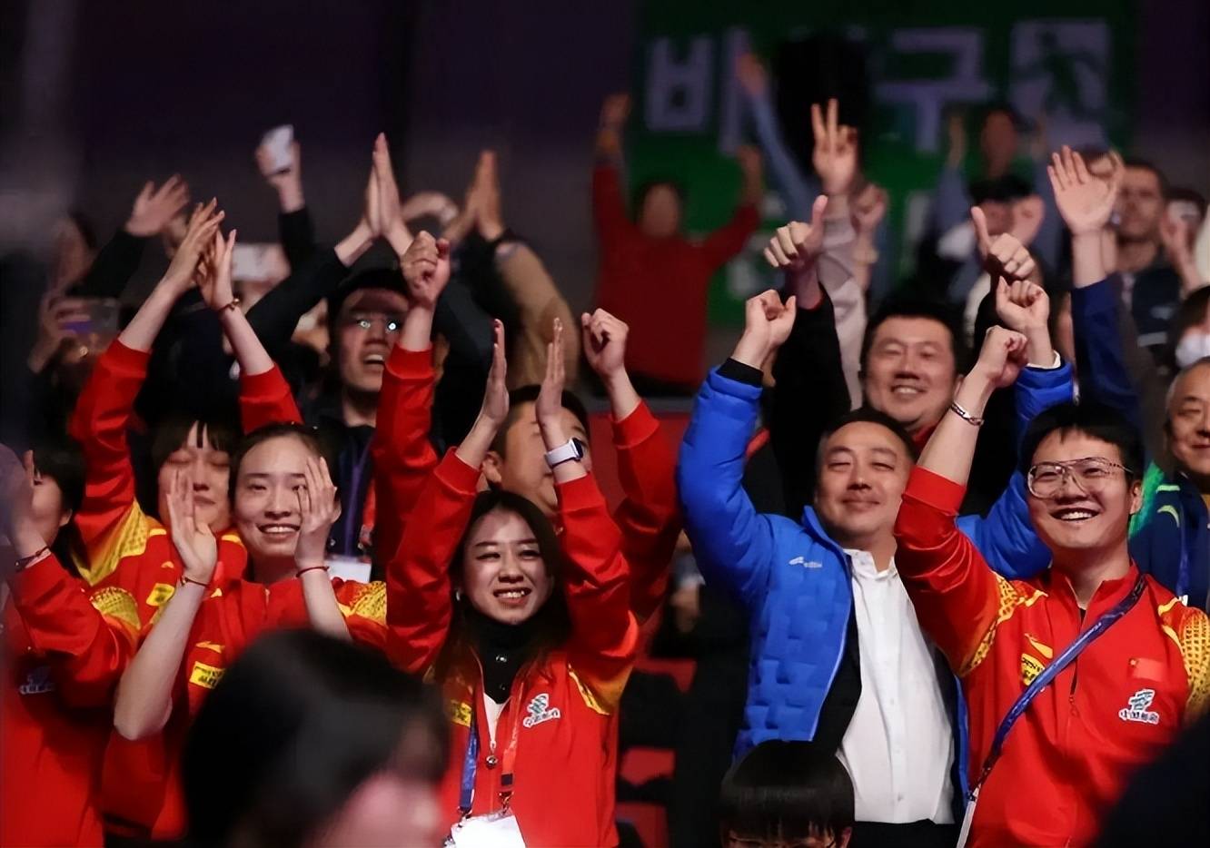 包含体育赛场上呈现精彩赛事，观众欢呼不断的词条