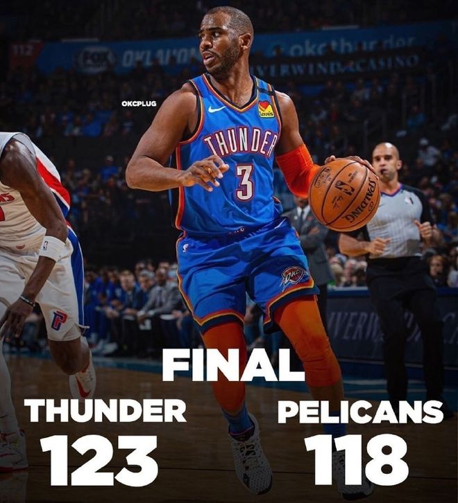 关于鹈鹕不敌雷霆，继续保持西部前六的信息